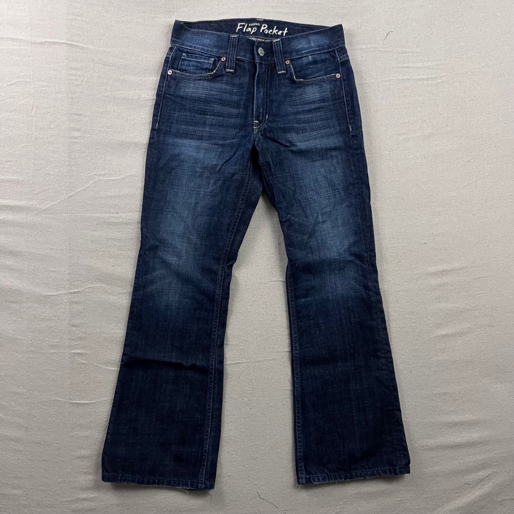 Fossil Flap Pocket Jeans Mens 30x30 Dark Wash Blue Straight Leg Made In USA‎